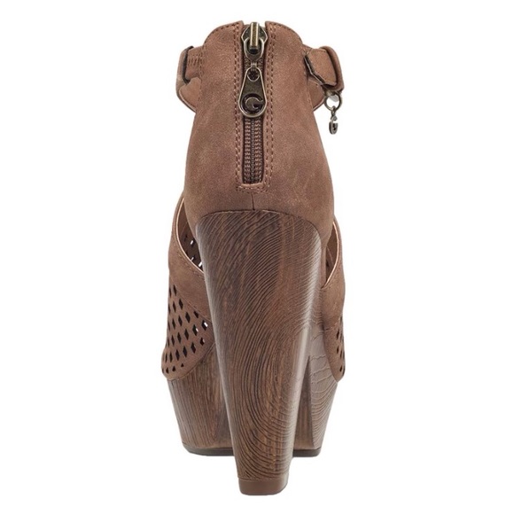 GBG Los Angeles Womens Shelli Zipper Platform Heels Brown 10 Medium - Picture 5 of 6